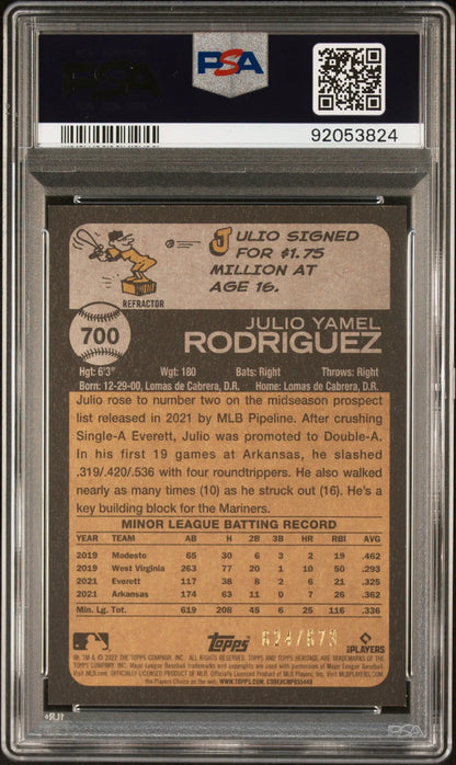 PSA-graded Ivan Rodriguez baseball card in Topps Heritage Chrome design