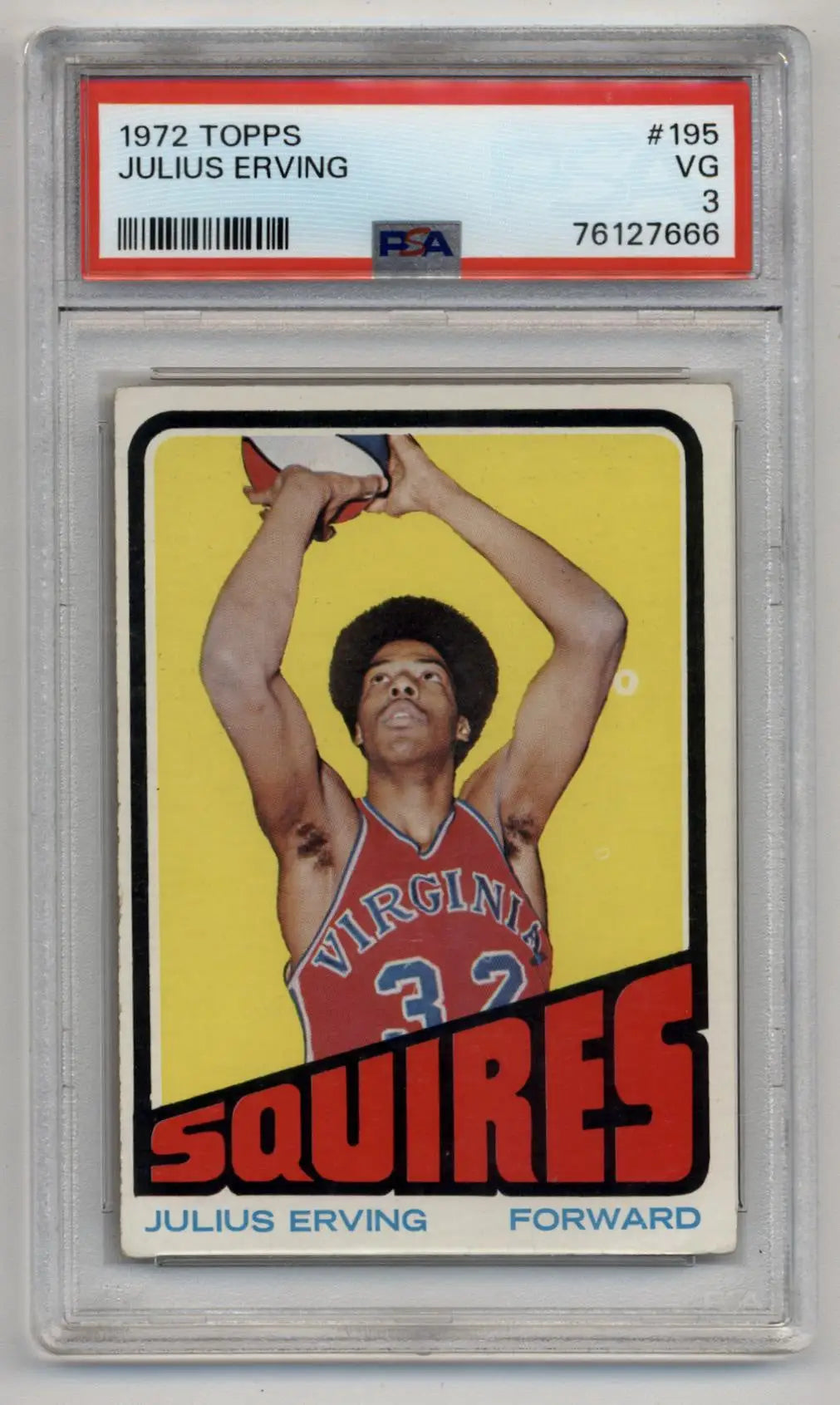 PSA-graded 1972 Topps Julius Erving basketball card in very good condition