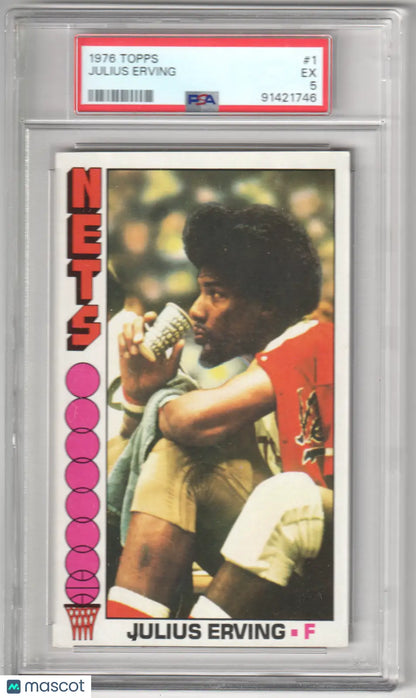 Graded Julius Erving basketball card from 1976 Topps in Columbia Hobby collection
