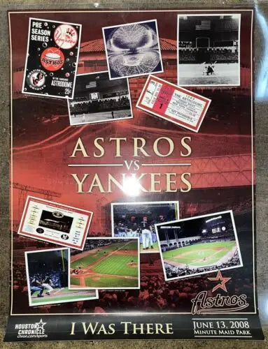 Astros versus Yankees commemorative poster from Minute Maid Park event June 13 2008