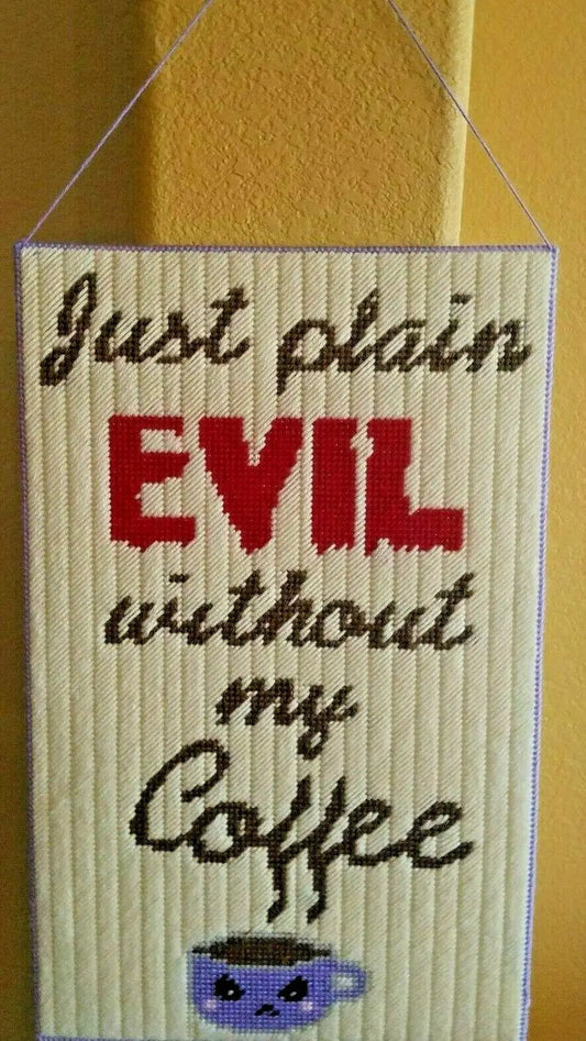 Handcrafted plain evil coffee-themed wall hanging for coffee lovers and home decor