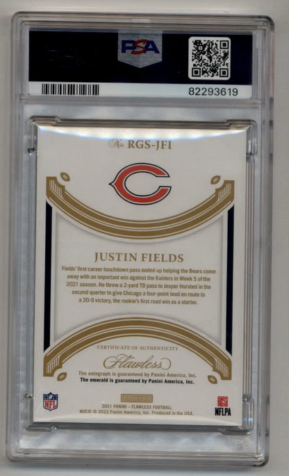 Justin Fields 2021 Flawless Rookie Auto Gem Emerald 4/5 PSA 9 Mint Auto 10 - Singles