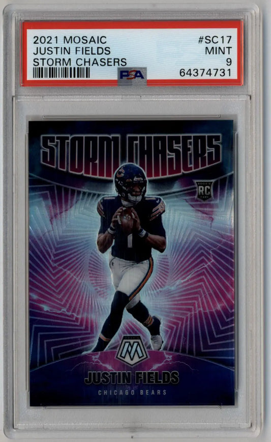 Graded Justin Fields 2021 Mosaic Storm Chasers #SC17 PSA 9 Mint rookie card