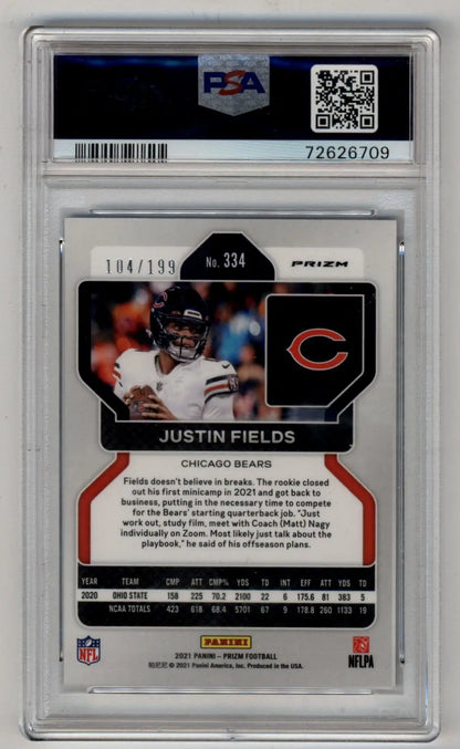 Justin Fields 2021 Prizm #334 Blue Wave 104/199 PSA 10 Gem Mint - Singles