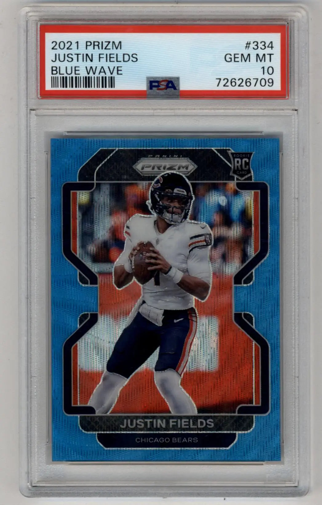 Justin Fields 2021 Prizm #334 Blue Wave 104/199 PSA 10 Gem Mint - Singles