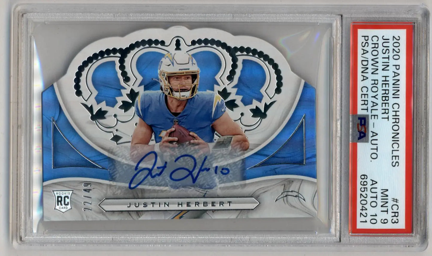 Justin Herbert 2020 Chronicles Crown Royale Auto PSA 9 Auto 10 - Singles