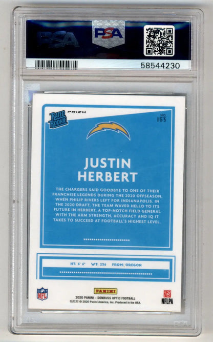 Justin Herbert Panini Optic Holo trading card graded PSA 10 Gem Mint