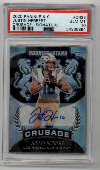 Justin Herbert 2020 Rookie and Stars Crusade Signature 07/25 PSA 10 Gem Mint - Singles