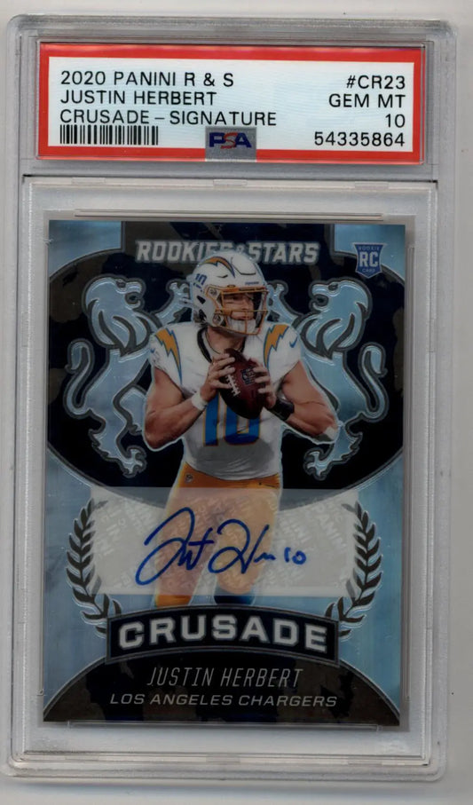 Justin Herbert 2020 Rookie and Stars Crusade Signature 07/25 PSA 10 Gem Mint - Singles