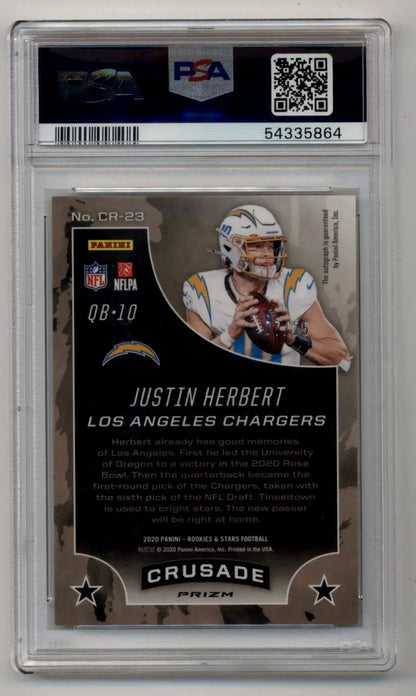 Justin Herbert 2020 Rookie and Stars Crusade Signature 07/25 PSA 10 Gem Mint - Singles