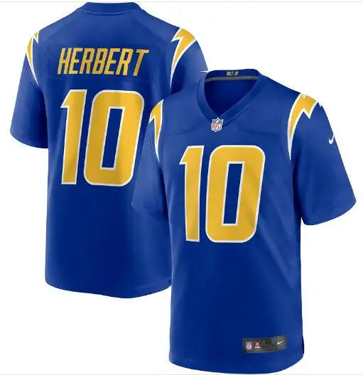 Royal blue Justin Herbert Los Angeles Chargers Nike Alternate Game Jersey with HERBERT and 10 in gold