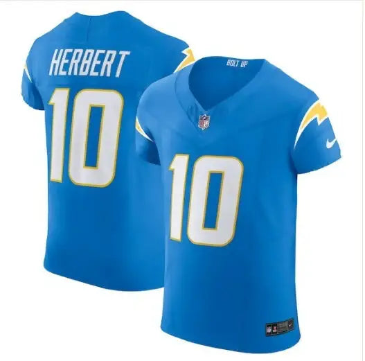 Light blue Los Angeles Chargers jerseys featuring HERBERT and 10 for NFL fans