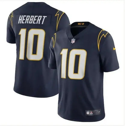 Navy blue Justin Herbert Los Angeles Chargers Nike Vapor Limited Jersey with HERBERT 10 name and number