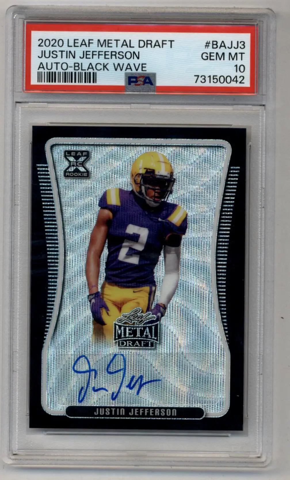Justin Jefferson 2020 Leaf Metal Draft Black Wave 4/7 PSA 10 Gem Mint - Singles