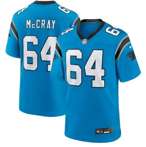 Justin McCray Carolina Panthers Nike Alternate Game Jersey Blue on display