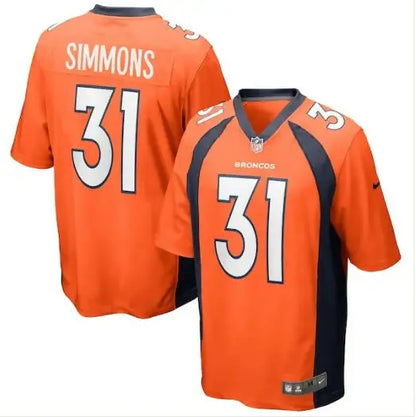 Orange and navy blue Denver Broncos Justin Simmons Nike Game Jersey with number 31