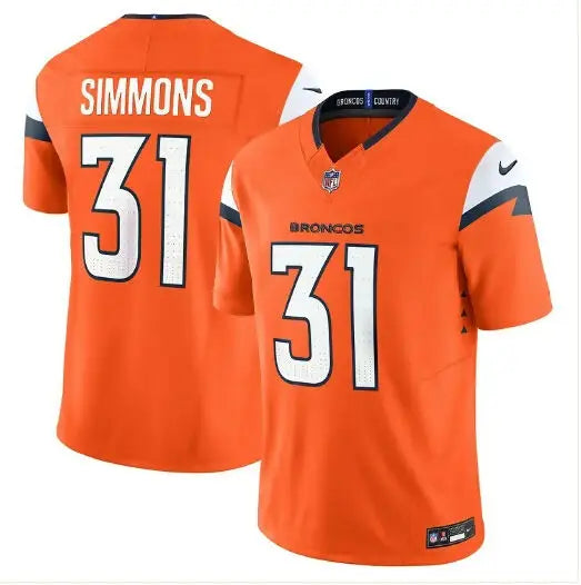 Orange Denver Broncos Nike Vapor F.U.S.E. Limited jerseys with SIMMONS 31 and BRONCOS 31