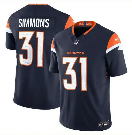 Dark blue Denver Broncos Nike Vapor F.U.S.E. Limited Jersey with orange and white accents