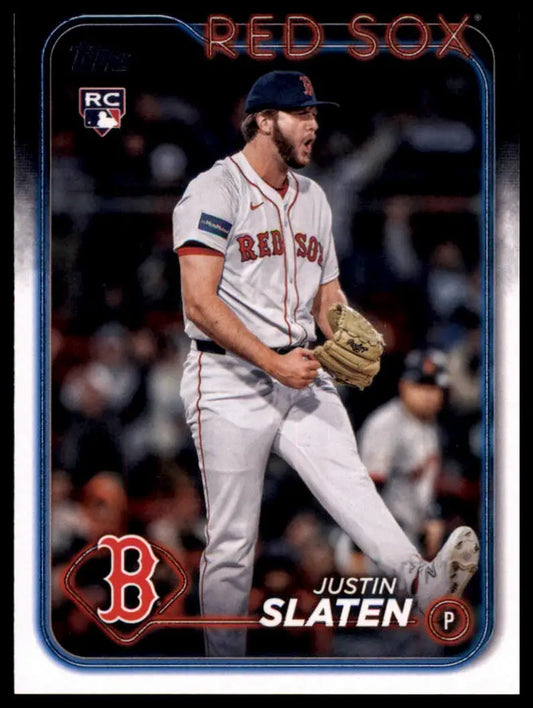 Justin Slaten Rookie Baseball Card from 2024 Topps Update series featuring Boston Red Sox