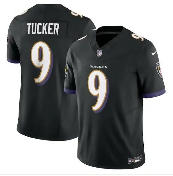 Black Baltimore Ravens Justin Tucker Nike Vapor F.U.S.E. jersey with Tucker 9 on back