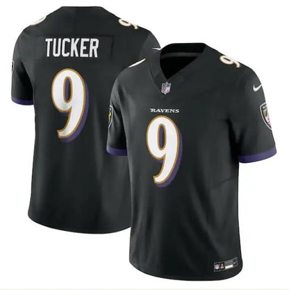 Black Baltimore Ravens Justin Tucker Nike Vapor F.U.S.E. jersey with Tucker 9 on back