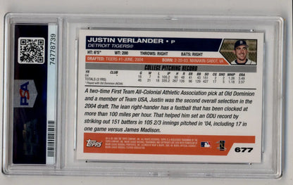 Graded Justin Verlander Topps 1st Edition baseball card PSA 9 Mint