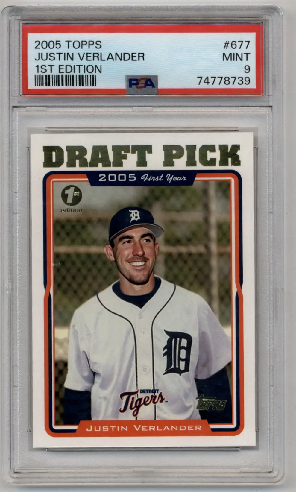 Justin Verlander 2005 Topps 1st Edition baseball card graded PSA 9 Mint