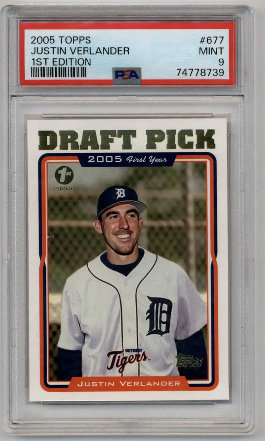 Justin Verlander 2005 Topps 1st Edition baseball card graded PSA 9 Mint