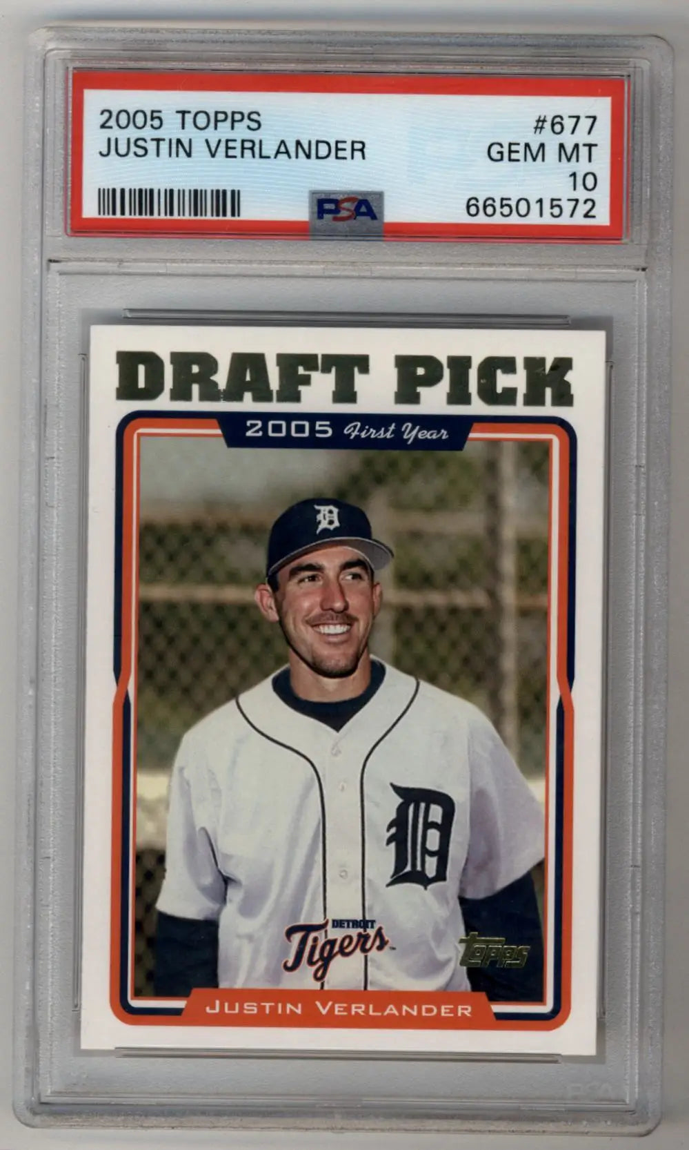 Justin Verlander 2005 Topps rookie PSA 10 gem mint baseball card image
