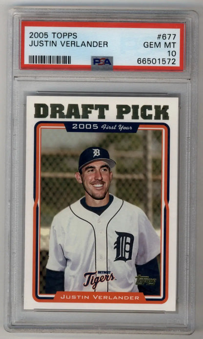 Justin Verlander 2005 Topps rookie PSA 10 gem mint baseball card image