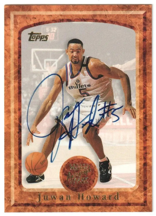 Signed Juwan Howard basketball card from 1997-98 Topps Autograph Wizards collection