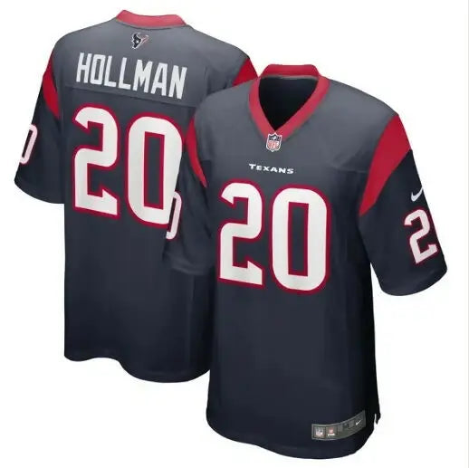 Navy blue Houston Texans Ka’Dar Hollman Nike Game Jersey with red and white accents