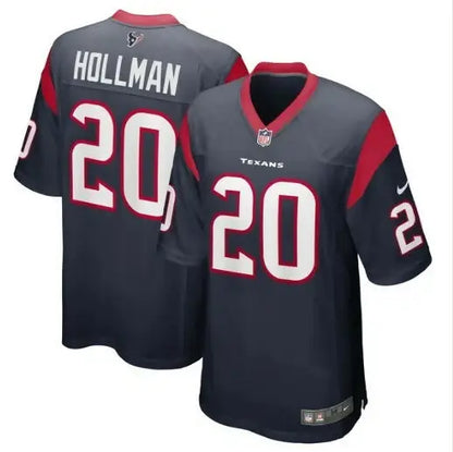 Navy blue Houston Texans Ka’Dar Hollman Nike Game Jersey with red and white accents