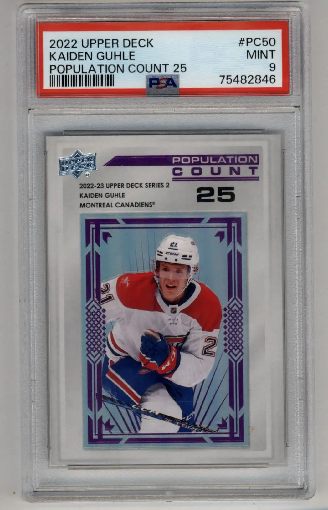 Kaiden Guhle 2022-23 Upper Deck Population Count 25 PSA 9 Mint - Singles