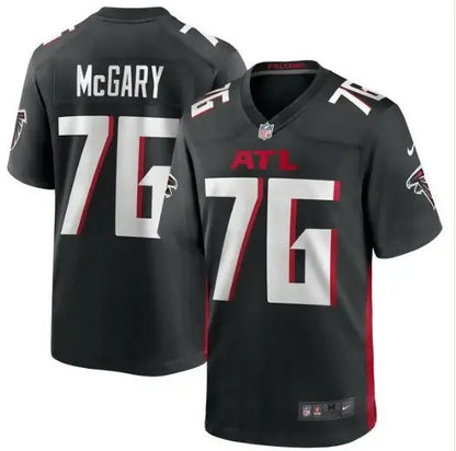 Black Atlanta Falcons Kaleb McGary Nike Game Jersey displayed front view