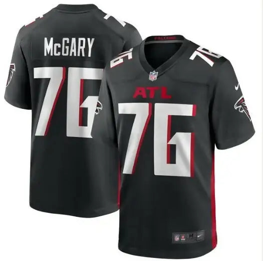 Black Atlanta Falcons Kaleb McGary Nike Game Jersey displayed front view