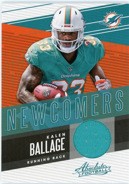 Kalen Ballage Miami Dolphins Panini Absolute Newcomers football card with jersey patch