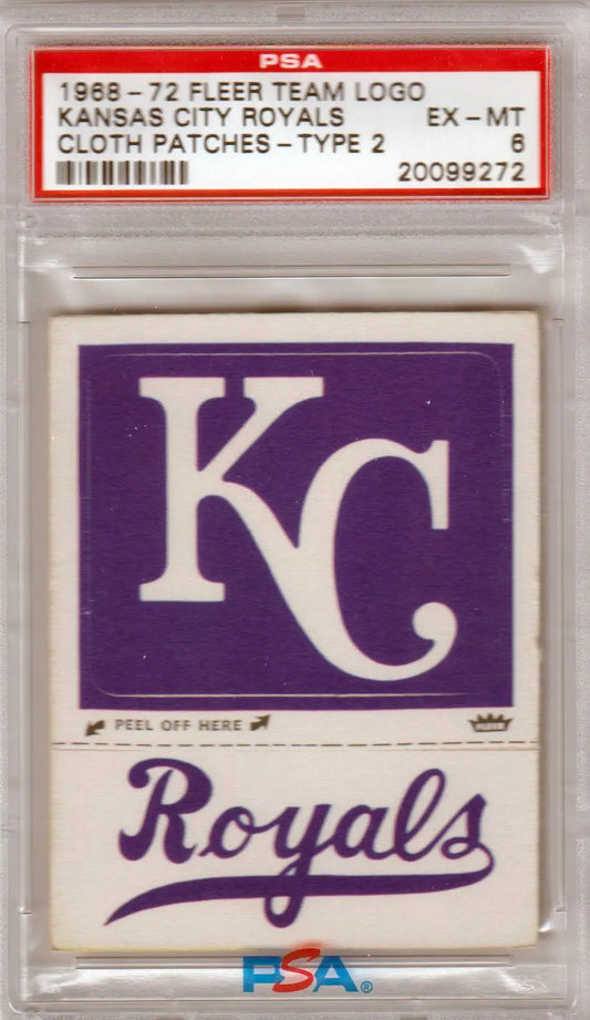 Graded Kansas City Royals cloth patch featuring team logo from 1968-72 for collectors