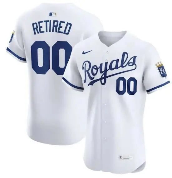White Kansas City Royals Nike Home Elite baseball jersey front view