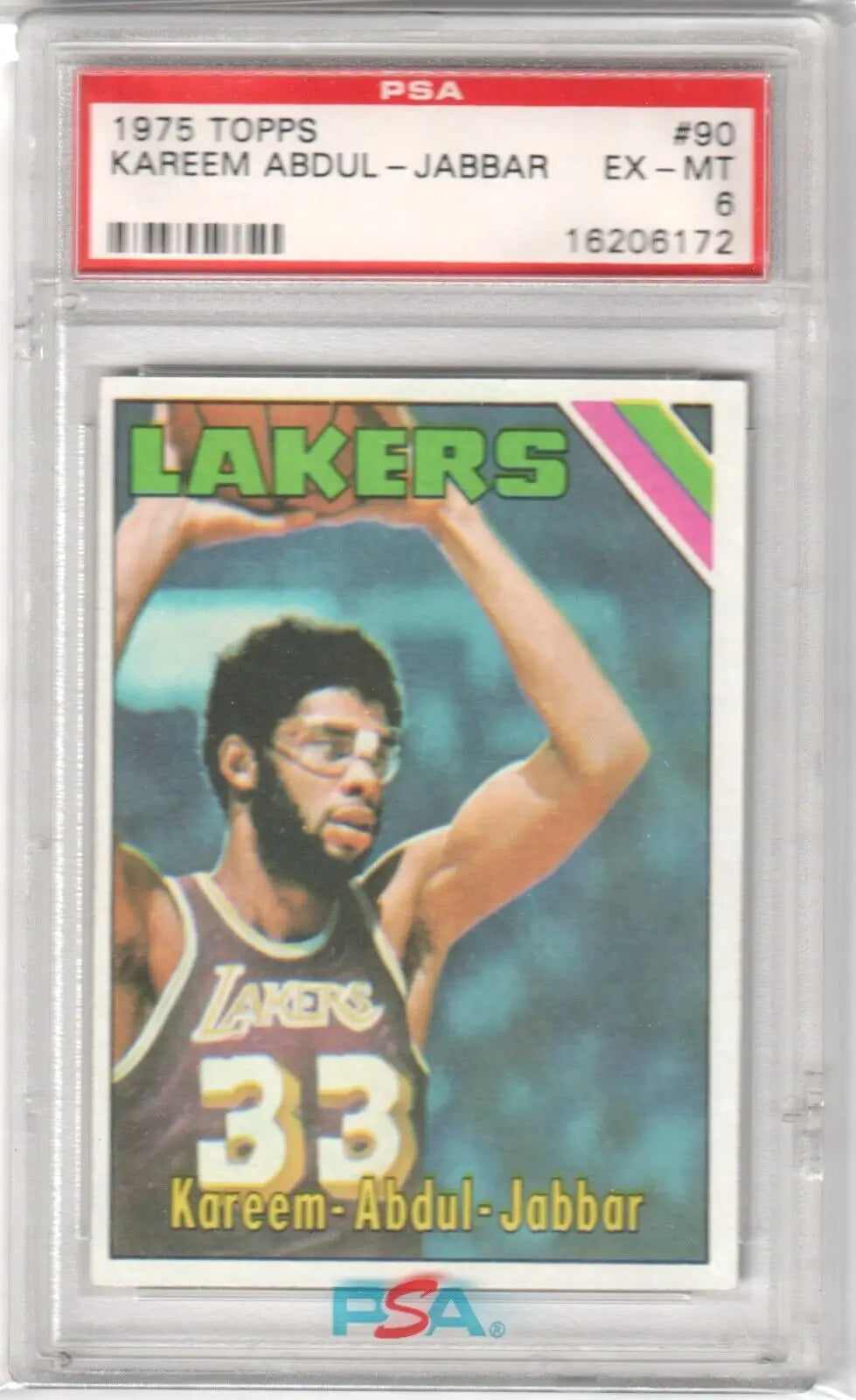 Graded 1975 Topps Kareem Abdul-Jabbar basketball card from Columbia Hobby with box free shipping
