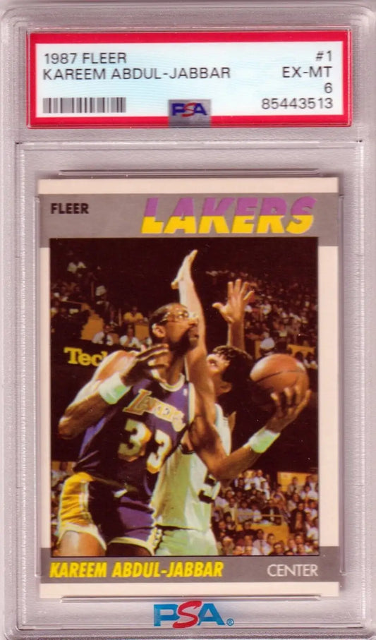 Graded 1987 Fleer Kareem Abdul-Jabbar basketball card LAKERS from Columbia Hobby PSA 6
