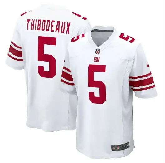 White Kayvon Thibodeaux New York Giants Nike jersey with red numbers and stripes
