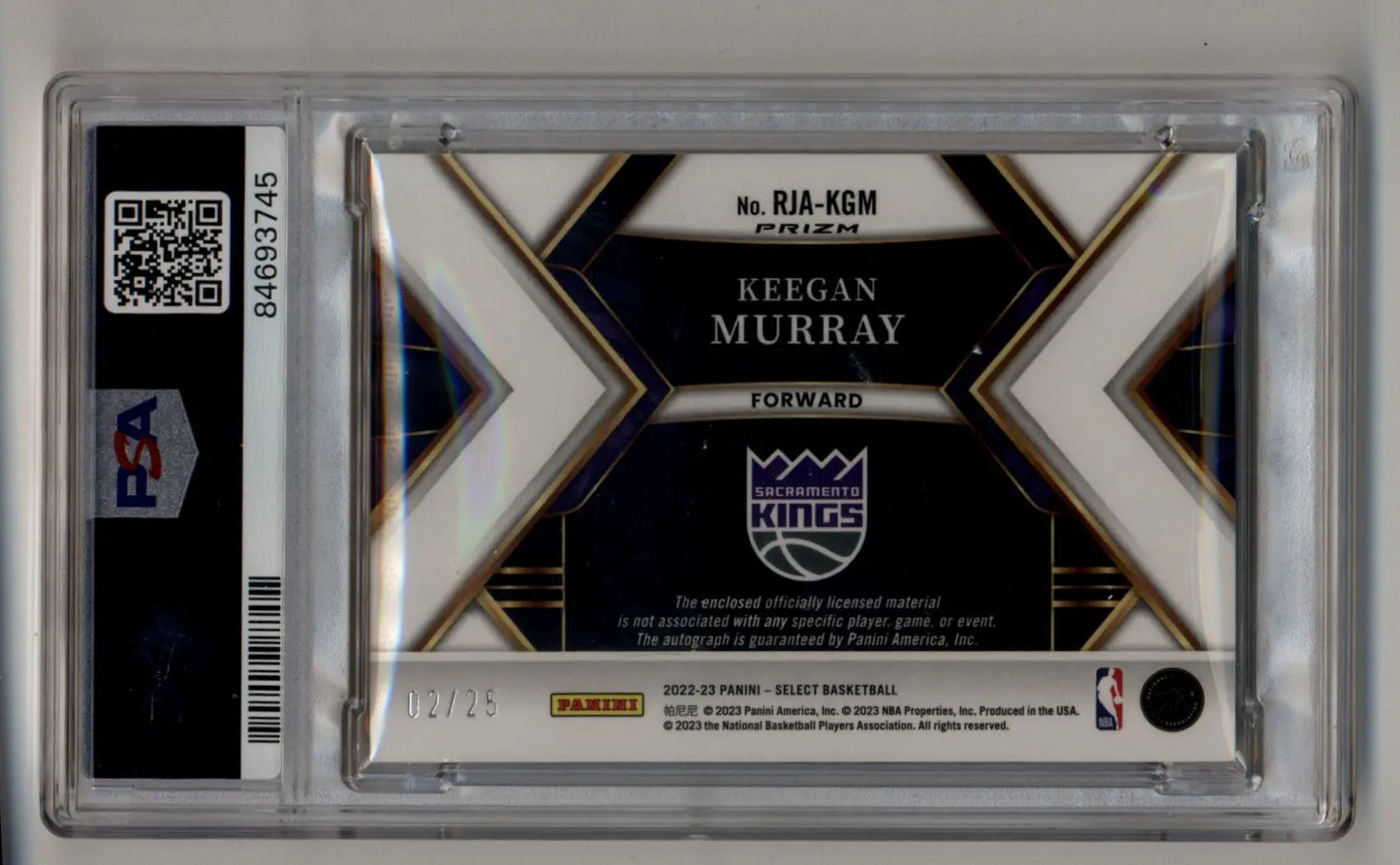 Keegan Murray 2022-23 Select Rookie Jersey Auto Tie-Dye 02/25 PSA 9 Mint Auto 10 - Singles