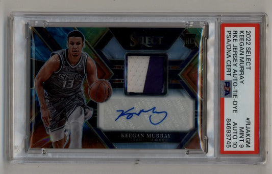 Keegan Murray 2022-23 Select Rookie Jersey Auto Tie-Dye 02/25 PSA 9 Mint Auto 10 - Singles