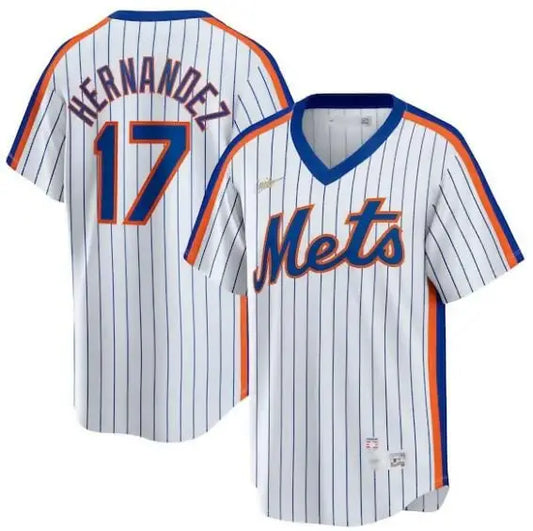 White pinstripe Keith Hernandez New York Mets Nike Cooperstown Collection baseball jersey
