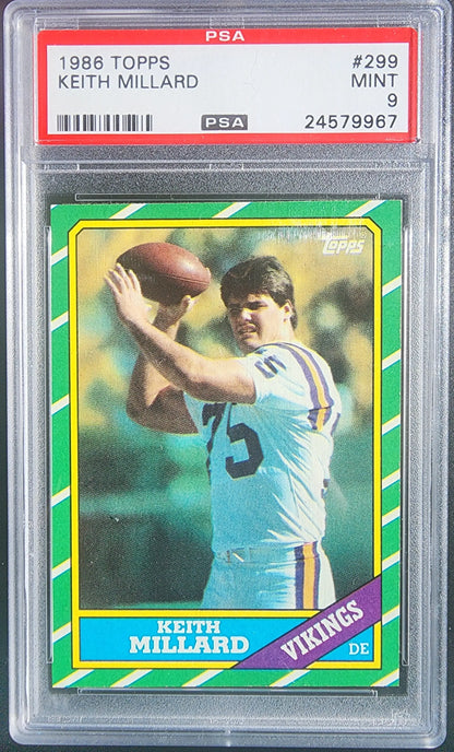 Keith Millard 1986 Topps football card graded PSA 9 Mint product image