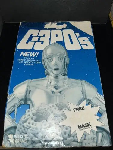 Vintage C-3PO’s cereal box panel from Kellogg’s C3PO Star Wars 1984 collection