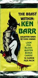 Book cover for The Beast Within by Ken Barr featuring a shadowy figure in a trading card pack