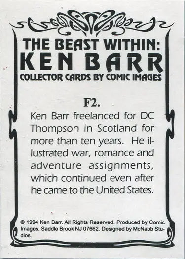 Foil chase card of Ken Barr featuring artist biography and artwork details