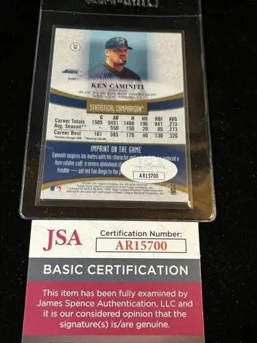 Ken Caminiti 1999 Topps Gold Label Auto #52 Signed Baseball Card with JSA Certification